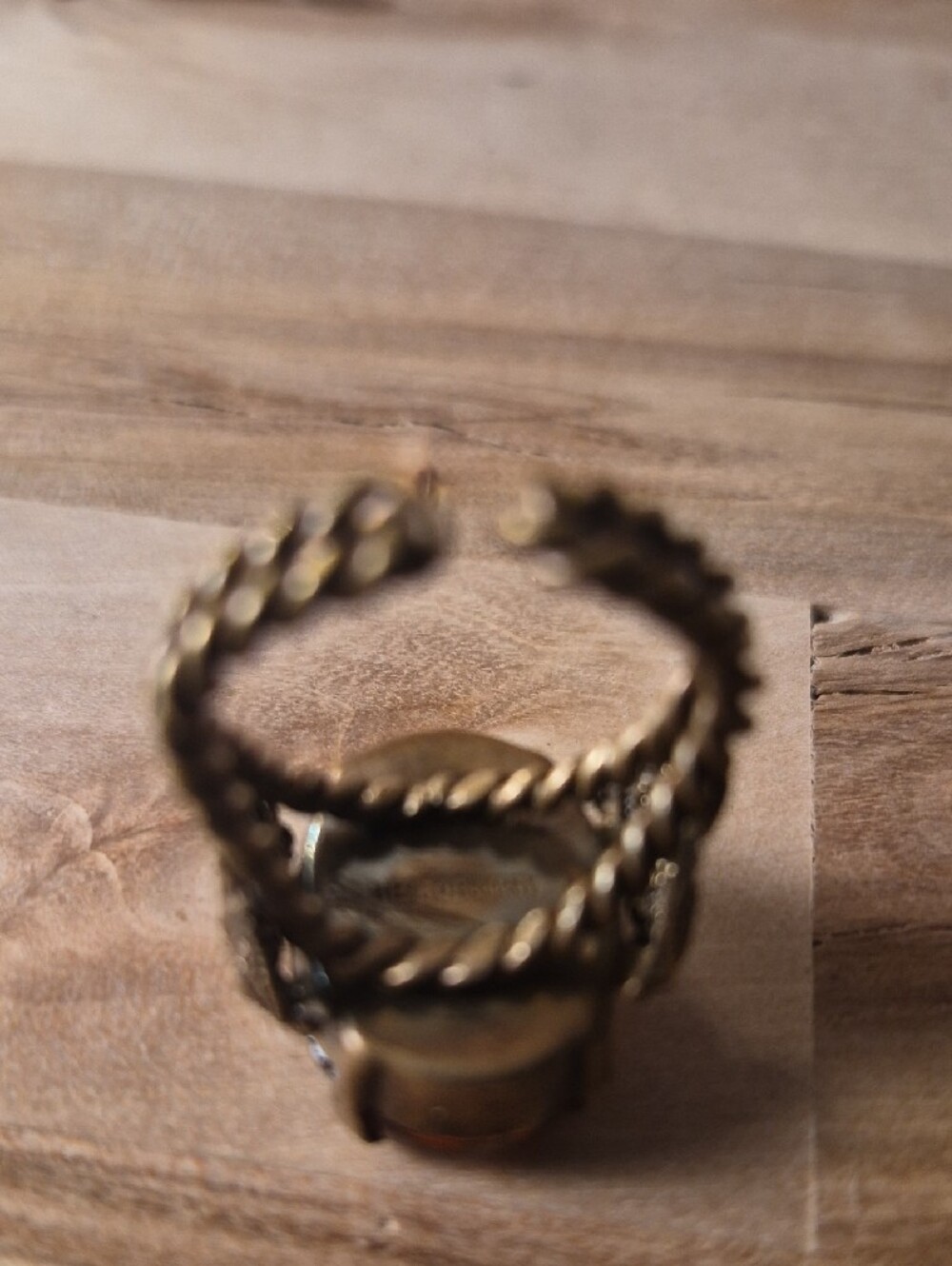 Vintage-Style Amber Gemstone Cocktail Ring - Women Jewelry Stamped West Germany - Picture 7 of 13